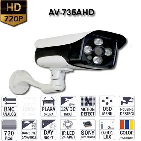 HD AHD AV-735AHD Gece Görüşlü 1 Megapixel Güvenlik Kamerası