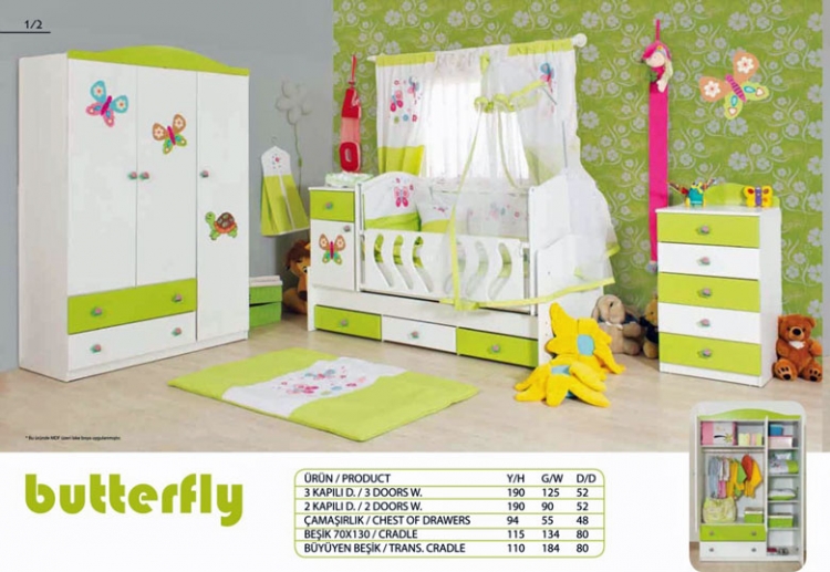 BUTTERFLY MDF BÜYÜYEN BEBEK ODASI TAKIMI