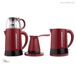 King K 8288 Duo Set Kırmızı Çay ve Kahve Makinesi Seti