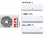 Vestel Flora Doğa 1 Dış + 3 İç Ünite (9+9+12) Duvar Tipi Multi Inverter Klima