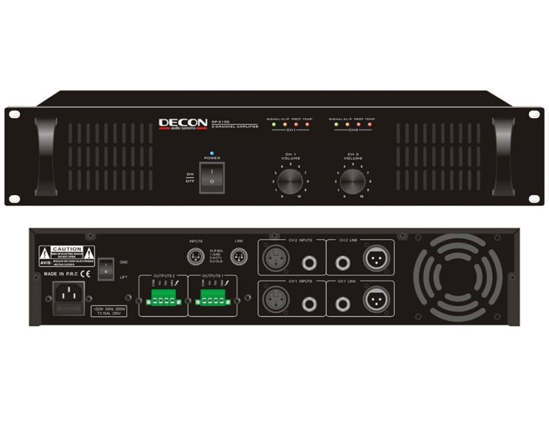 DP-2100 2 x 100 Watt Güç Amfisi - 70/100 Volt Ses Ve Müzik Sistemi